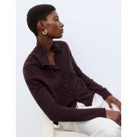 Autograph Pure Cashmere Funnel Neck Cardigan Dark Aubergine