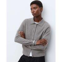 Autograph Pure Cashmere Collared Button Through Cardigan Mid Grey Marl