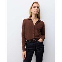 Autograph Pure Cashmere Collared Button Through Cardigan Conker