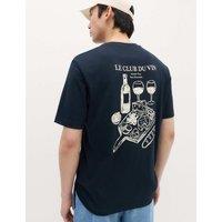 M&S Pure Cotton Graphic Crew Neck T-Shirt Navy