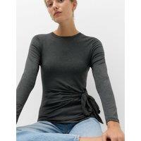 M&S Cosy Tie Front Regular Fit Top Charcoal