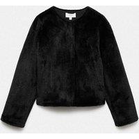 M&S Faux Fur Collarless Jacket Black