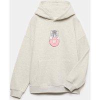 M&S Cotton Rich Mofusand Graphic Hoodie Grey Marl