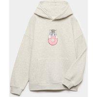 M&S Cotton Rich Mofusand Graphic Hoodie Grey Marl