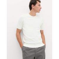 M&S Cotton Rich Textured Knitted T-Shirt Ecru