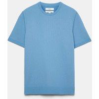 M&S Cotton Rich Textured Knitted T-Shirt Soft Blue