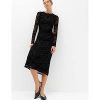 M&S Jersey Flora Flockedl Midaxi Column Dress Black