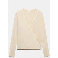 Per Una V-Neck Lace Trim Wrap Cardigan Ecru