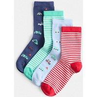 M&S 4 Pack Cotton Rich Transport Socks (6 Small-3 Large) Navy Mix