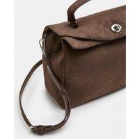 M&S Faux Suede Fold Over Grab Bag Chocolate