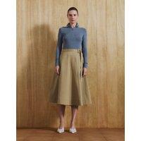 M&S Pure Cotton Buckle Detail Midi Wrap Skirt Wheat