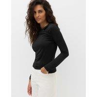 M&S Draped Cowl Neck Going Out Top Black