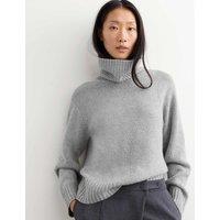 JAEGER Pure Cashmere Chunky Roll Neck Jumper Light Grey