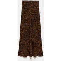 M&S Leopard Print Elasticated Waist Maxi Slip Skirt Brown Mix