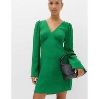 M&S Polka Dot V Neck Mini Tea Dress Green Mix