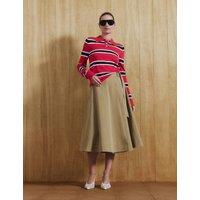 M&S Striped Collared Slim Fit Knitted Top Red Mix