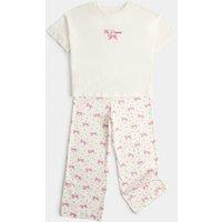 M&S Pure Cotton Bow Pyjamas (1-16 Yrs) Ecru