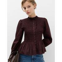 M&S Pure Cotton Shirred Shirt Chocolate