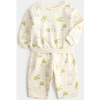 M&S Cotton Rich Frog Print Outfit (0-5 Yrs) Ivory Mix