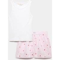 M&S Ribbed Vest Tomato Print Shortie Set Red Mix