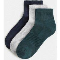 Goodmove 3 Pack Cotton Rich Quarter Socks Green Mix