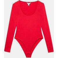 M&S Scoop Neck Fitted Long Sleeve Bodysuit Red
