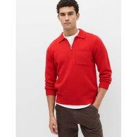 M&S Quarter Zip Knitted Polo Shirt Scarlet