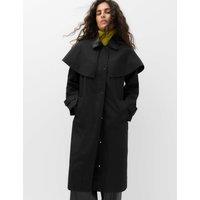 M&S Pure Cotton Waxed Longline Cape Parka Nearly Black