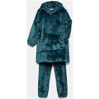 M&S Fleece Oversized Hoodie Lounge Pyjama Set (3-16 Yrs) Dark Green