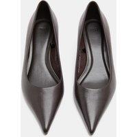 M&S Leather Wedge Heel Pointed Toe Court Shoes Brown