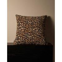 M&S X Kelly Hoppen Cotton Rich Leopard Print Jacquard Cushion Brown Mix