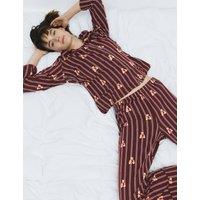 M&S Soft Touch Spencer Bear Family Christmas Pyjama Set Burgundy Mix