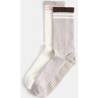 Goodmove 2 Pack Cotton Rich Pilates Crew Socks Natural Mix