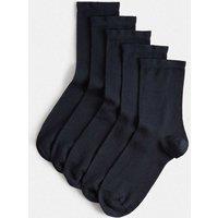 M&S 5 Pack SuperSoft Crew Socks Navy
