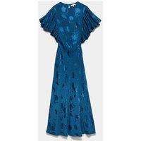 M&S Satin Jacquard Midaxi Column Dress Blue Mix
