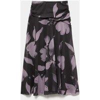 M&S Mesh Floral Midi A Line Skirt Black Mix