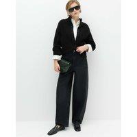 M&S Relaxed Mid Rise Cinch Barrel Jeans Black