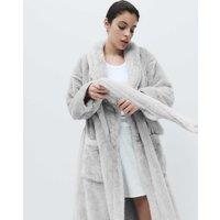 M&S Long Pile Shawl Collar Dressing Gown Grey