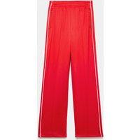 M&S Cotton Rich Side Stripe Straight Leg Joggers Poppy