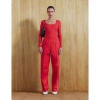 M&S Cotton Rich Side Stripe Straight Leg Joggers Poppy