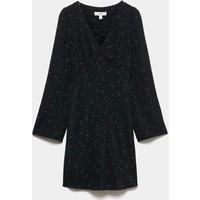M&S Polka Dot V Neck Mini Tea Dress Black Mix