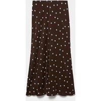 M&S Polka Dot Maxi Slip Skirt Chocolate Mix