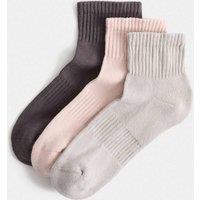 Goodmove 3 Pack Cotton Rich Quarter Socks Dark Grey Mix