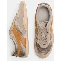 M&S Leather Mix Side Detail Retro Runner Trainers Grey