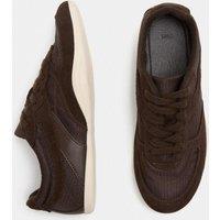 M&S Leather Mix Side Detail Retro Runner Trainers Brown