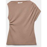 Autograph Pure Cotton Ruched Asymmetrical Top Cappuccino
