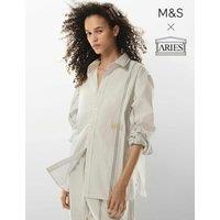 M&S x Aries Pure Cotton Striped Boxer Shorts White Mix