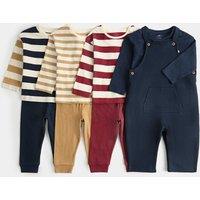 M&S Colourblock Tops Leggings and Dungaree Set (0-3 Yrs) Multi
