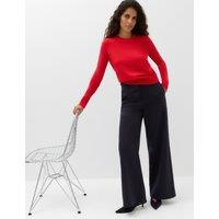 M&S Tailored Side Tab Wide Leg Trousers Dark Navy