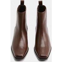 M&S Leather Western Block Heel Ankle Boots Brown